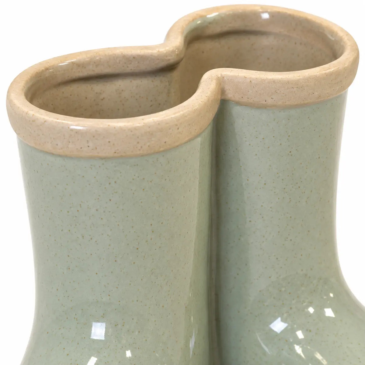 Satchville large sage green ceramic Wellington boot vase with glossy glaze detail
