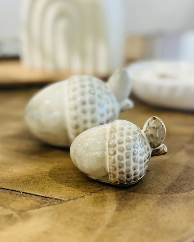 Neutral Ceramic Acorn Decor – Small + Medium - Seasonal Decor - AutumnSeasonal Decor - Autumn - Lulu Loves Home