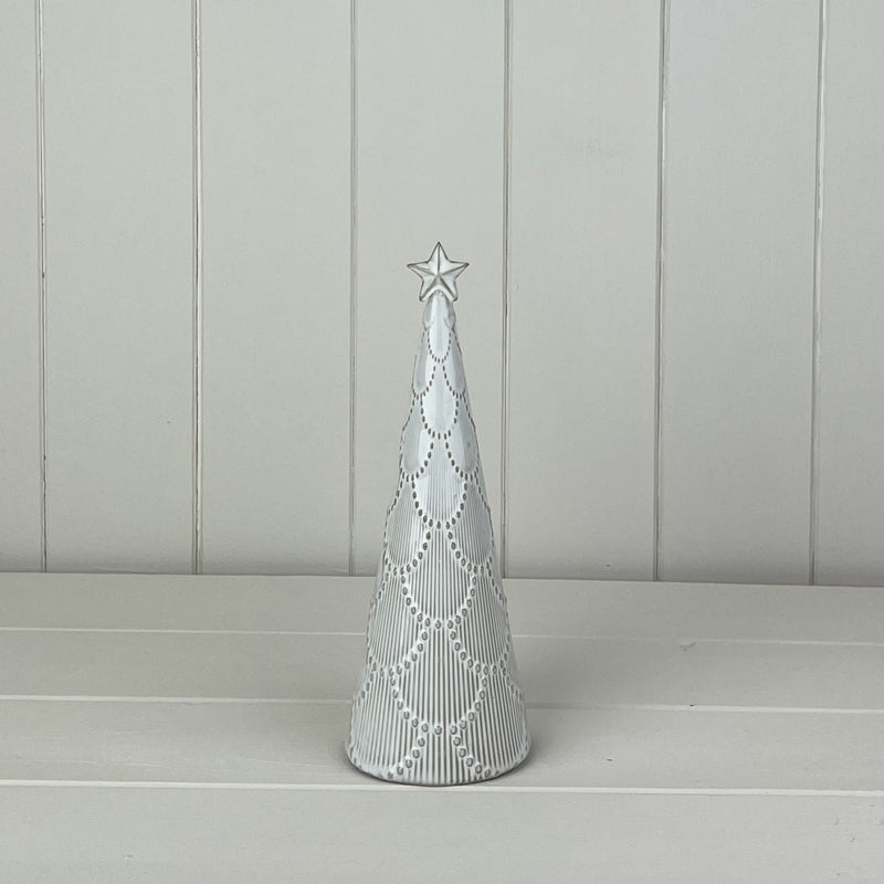Glazed Ceramic Tree Ornament – Glazed Ceramic Tree Ornament With Textured Detail, W 8 x D 8 x H 21 cm