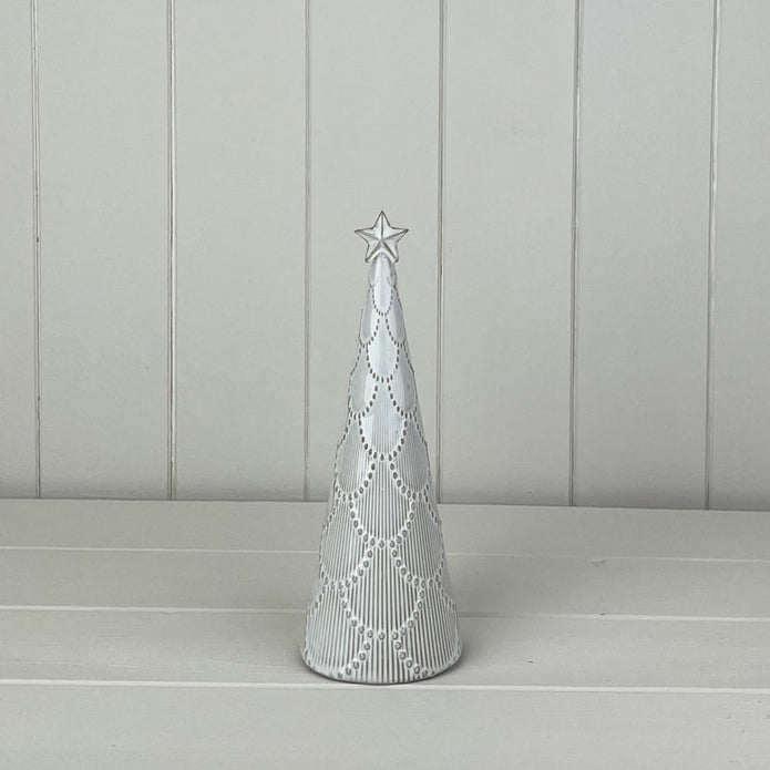 Glazed Ceramic Tree Ornament – Glazed Ceramic Tree Ornament With Textured Detail, W 8 x D 8 x H 21 cm