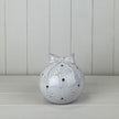 Glazed Ceramic Bauble With Bow Ornament – Glazed Ceramic Bauble With Bow Ornament With Textured Detail And LED, W 14 x D 13 x H 14 cm