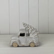 Glazed Ceramic LED Christmas Car With Tree – Glazed Ceramic Car Carrying Christmas Tree Ornament With Textured Detail And LED, W 16 x D 8 x H 12 cm