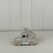 Glazed Ceramic LED Christmas Car With Tree – Glazed Ceramic Car Carrying Tree Ornament With Textured Detail And LED Weight-, W 13 x D 6 x H 10 cm