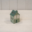Green Ceramic Light Up LED House With Snowball – Green Ceramic LED House With Snowball Detail. 6 Hour Timer, W 6 x D 6 x H 9 cm