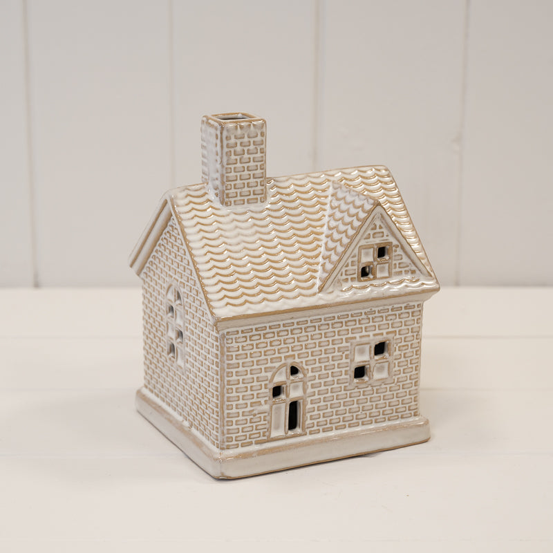 Ceramic Light Up LED House – Ceramic LED House, W 11 x D 11 x H 16 cm, porcelain