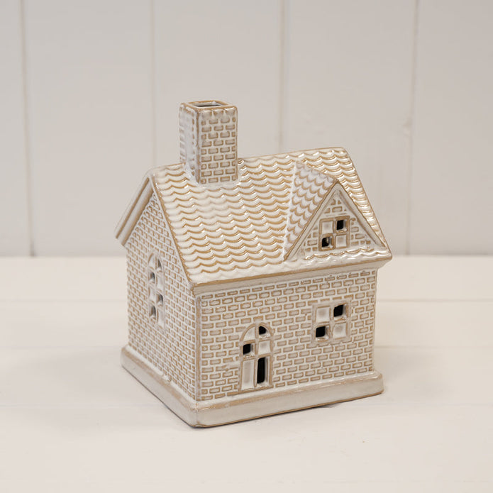 Ceramic Light Up LED House – Ceramic LED House, W 11 x D 11 x H 16 cm, porcelain