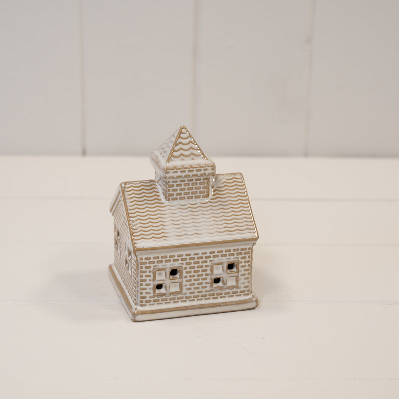 Ceramic Light Up LED House – Ceramic LED House, W 8 x D 7 x H 10 cm, porcelain