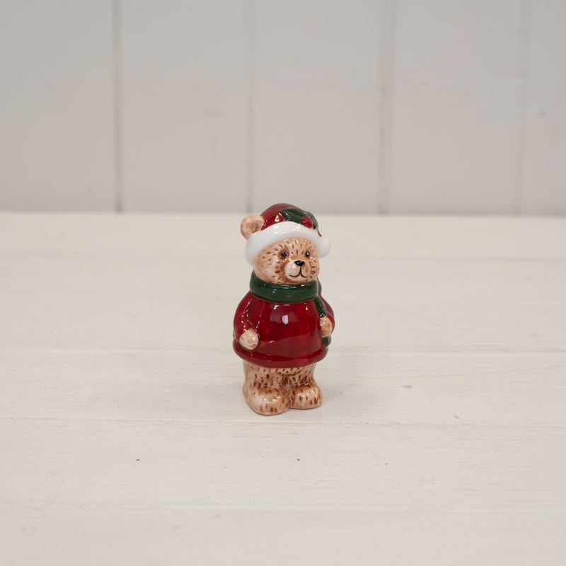 Traditional Red Knit Christmas Bear, W 5 x D 4 x H 9 cm, dolomite