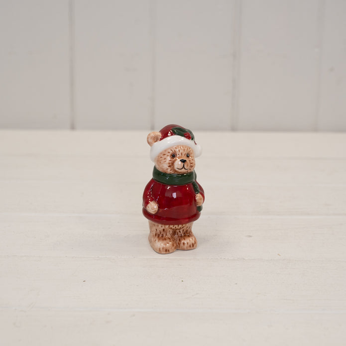 Traditional Red Knit Christmas Bear, W 5 x D 4 x H 9 cm, dolomite