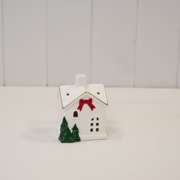 Christmas Home With Red Bow – Small Christmas Home With Red Bow, W 8 x D 7 x H 9 cm, porcelain