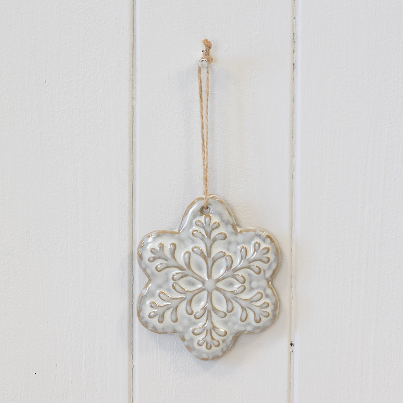 Ceramic Natural Hanging Detailed Snowflake – Ceramic Natural Hanging Detailed Snowflake, W 8 x D 11 x H 1 cm, porcelain