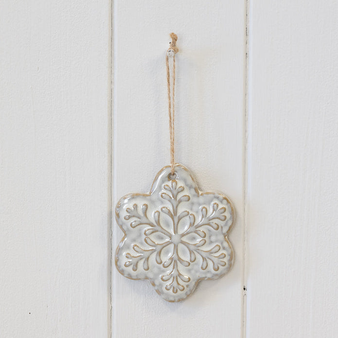 Ceramic Natural Hanging Detailed Snowflake – Ceramic Natural Hanging Detailed Snowflake, W 8 x D 11 x H 1 cm, porcelain