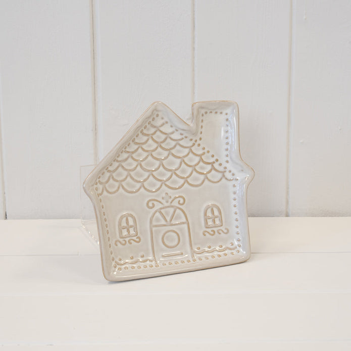 Ceramic Natural Gingerbread House Plate – Ceramic Natural Gingerbread House Plate, W 15 x D 14 x H 2 cm, porcelain