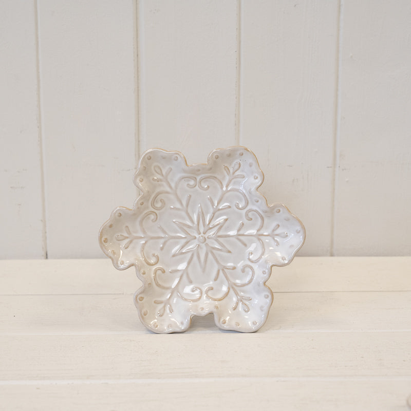 Ceramic Natural Snowflake Plate – Ceramic Natural Snowflake Plate Small, W 16 x D 14 x H 3 cm, porcelain