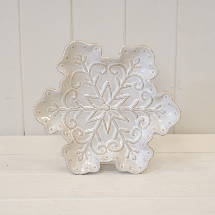 Ceramic Natural Snowflake Plate – Ceramic Natural Snowflake Plate Medium, W 21 x D 20 x H 3 cm, porcelain