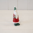 Small Red Ceramic Santa Holding a Present, W 4 x D 4 x H 12 cm, ceramic