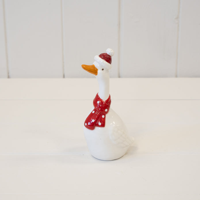 Ceramic Christmas Goose With Scarf – Ceramic Christmas Goose With Scarf Medium, W 6 x D 5 x H 13 cm, ceramic