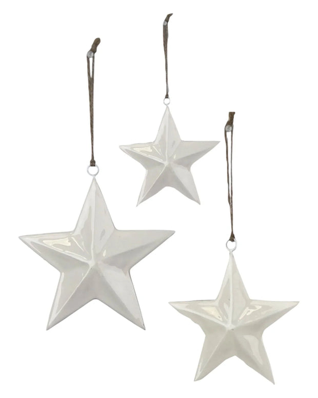 White Enamel Hanging Star Decoration - Seasonal Decor - ChristmasSeasonal Decor - Christmas - Lulu Loves Home