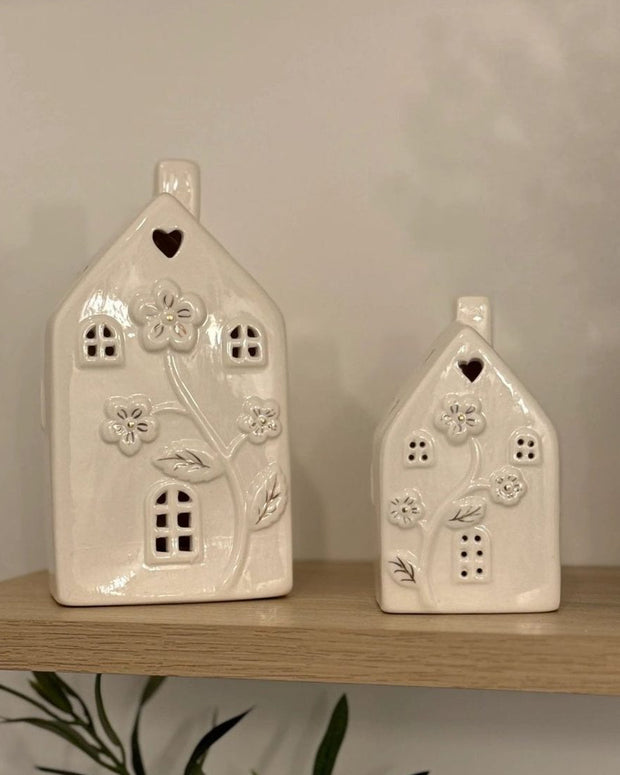 Glazed Ceramic Light Up LED Pretty Floral House - Home DecorHome Decor - Lulu Loves Home