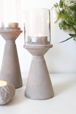Small stone hurricane tealight candle holders by Satchville, decorative home decor with a rustic stone finish.