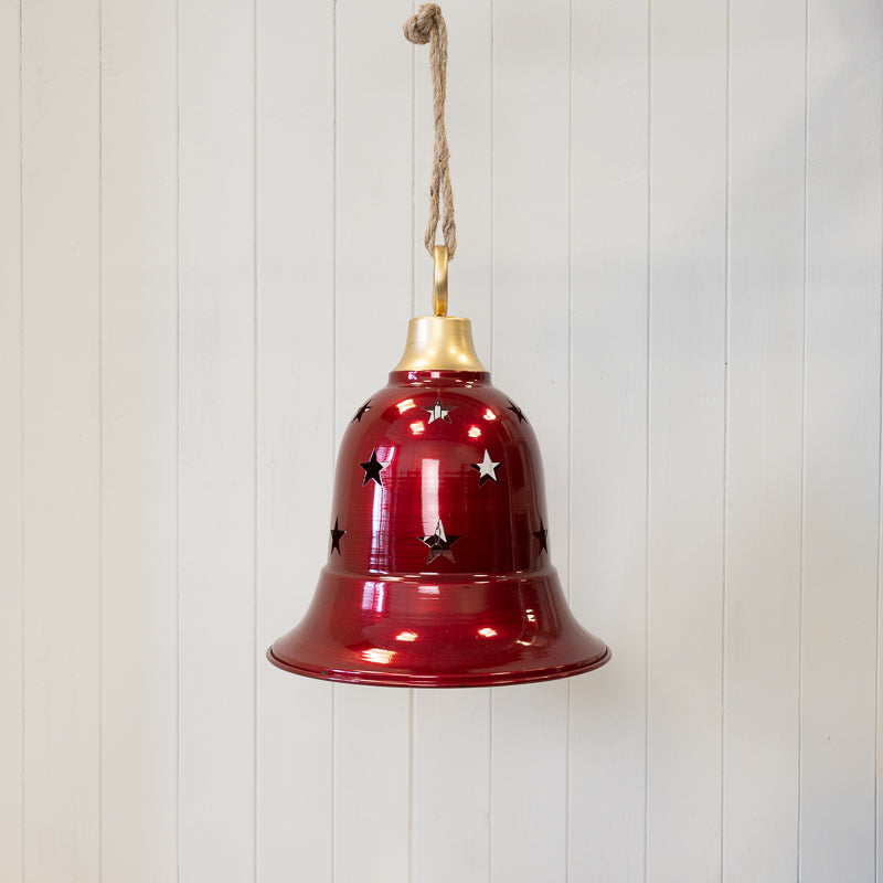 Glossy Red Metal Bell With Cutout Detail Large – Glossy Red Metal Bell With Cutout Detail Large, W 36 x D 36 x H 60 cm, metal