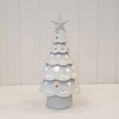 White Metal Light Up LED Cutout Christmas Tree – Off White Metal Cutout Detailed LED Christmas Tree, W 15 x D 15 x H 32 cm, metal