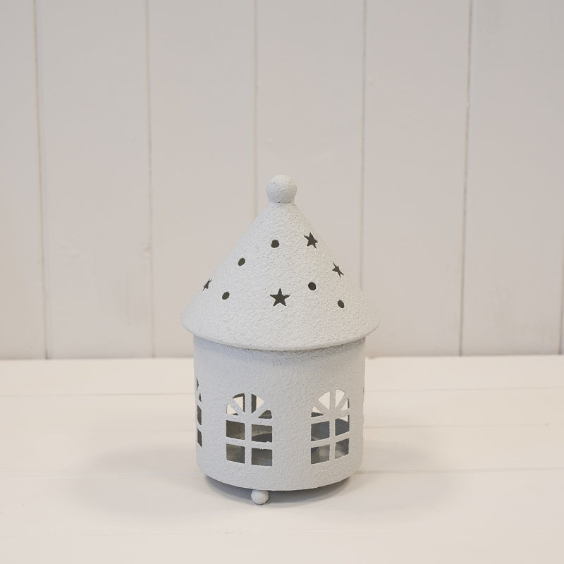 White Rounded Tealight House – Off White Rounded Tealight House Small, W 12 x D 12 x H 19 cm, metal