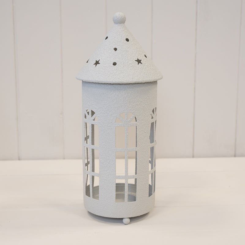 White Rounded Tealight House – Off White Rounded Tealight House Large, W 12 x D 12 x H 29 cm, metal
