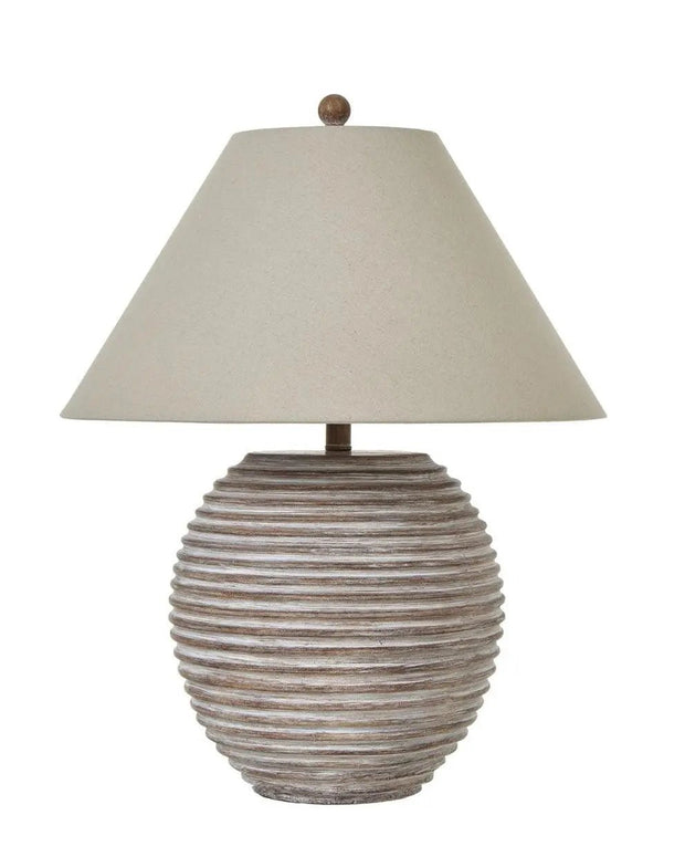 Saturn Wooden Table Lamp With Linen Shade - LightingLighting - Lulu Loves Home