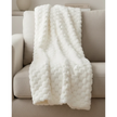 Ivory white Malini Sculpted Faux Bunny Rabbit Throw Blanket made of soft furnishings material, featuring a textured bunny design.