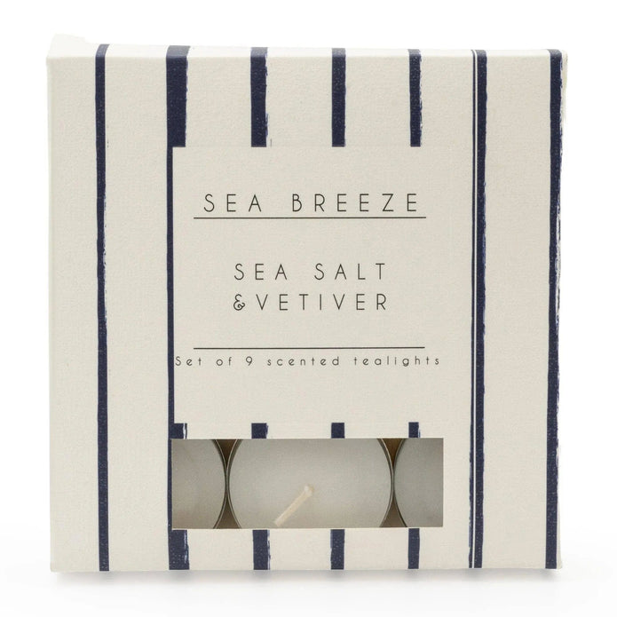 Sea Breeze Set Of 9 Scented Tea Light Candles - Seasalt and Vetiver - Lulu Loves Home