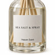 Heaven Scent SEA SALT & SPRAY 100ml reed diffuser close-up of the fragrance label and glass bottle.