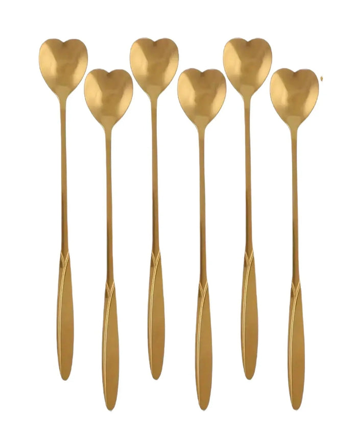 Short Latte Coffee Spoon Gold Hearts - Kitchen & DiningKitchen & Dining - Lulu Loves Home
