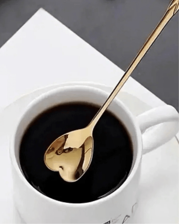Short Latte Coffee Spoon Gold Hearts - Kitchen & DiningKitchen & Dining - Lulu Loves Home