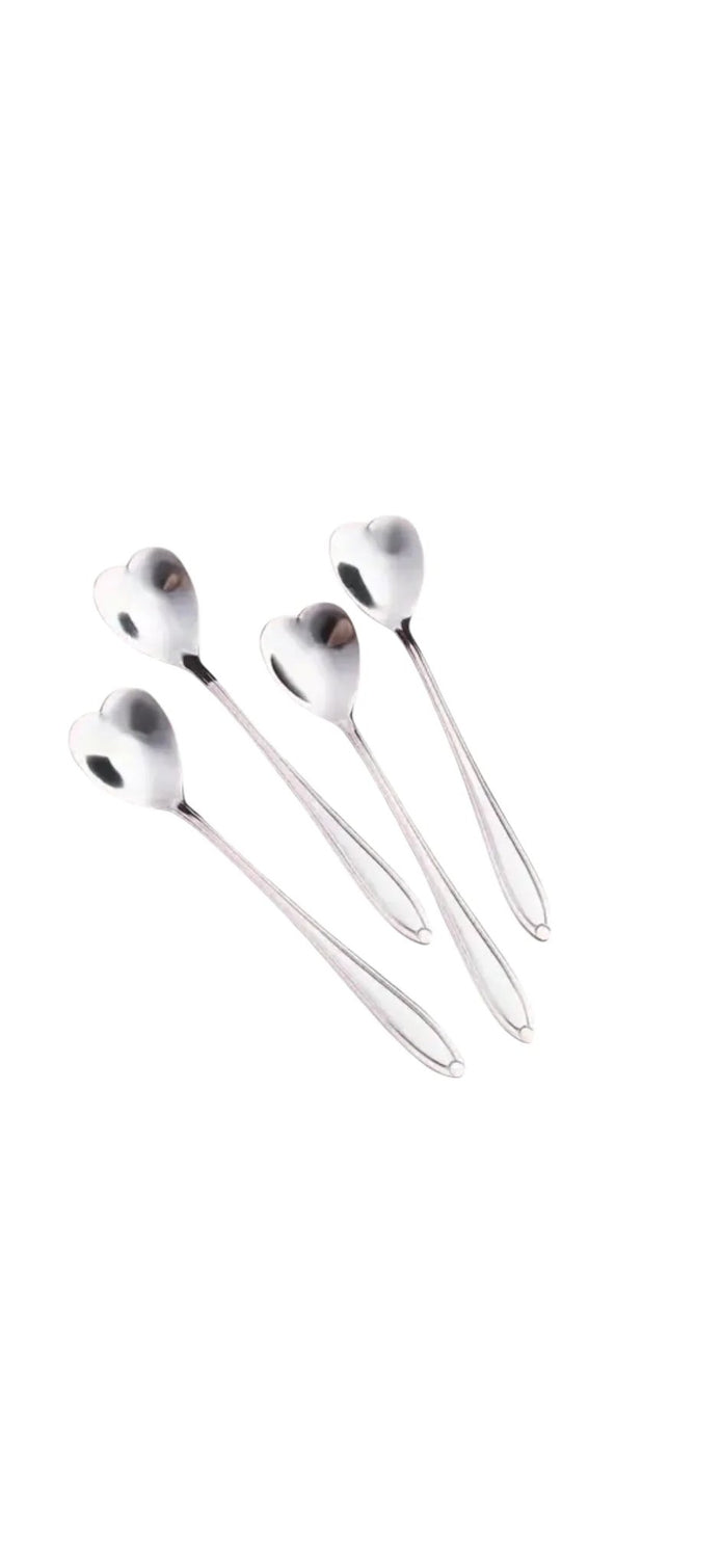 Short Latte Coffee Tea Spoon Silver Hearts - Kitchen & DiningKitchen & Dining - Lulu Loves Home