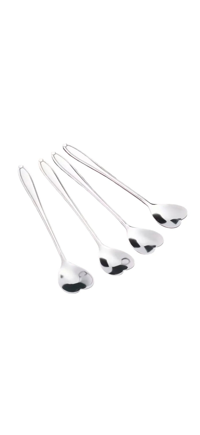 Short Latte Coffee Tea Spoon Silver Hearts - Kitchen & DiningKitchen & Dining - Lulu Loves Home