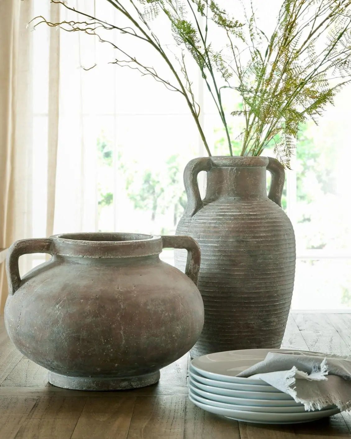 Siena Matt Brown Stone Amphora Vase - VasesVases - Lulu Loves Home