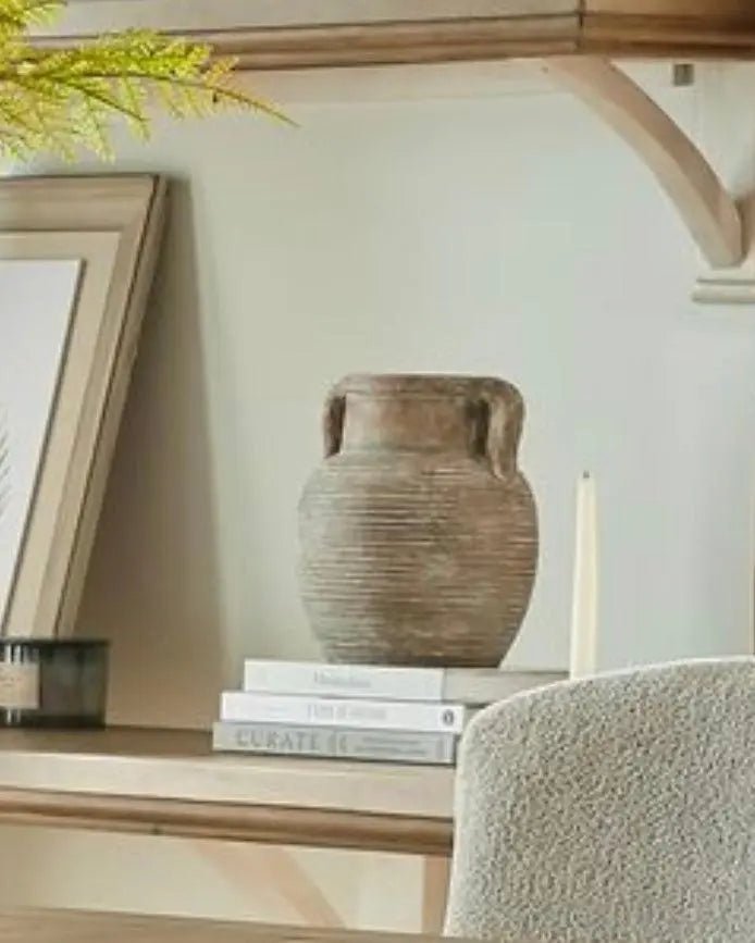 Siena Matt Brown Stone Amphora Vase - VasesVases - Lulu Loves Home