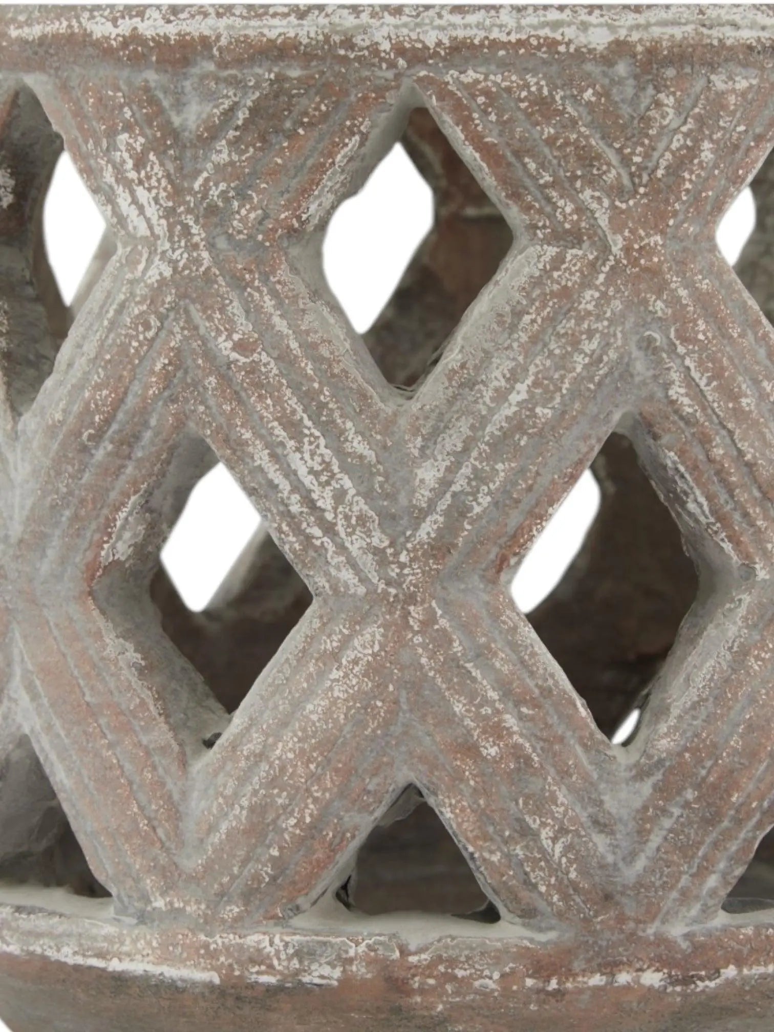 Siena Matt Brown Stone Lattice Hurricane Lantern - Home DecorHome Decor - Lulu Loves Home