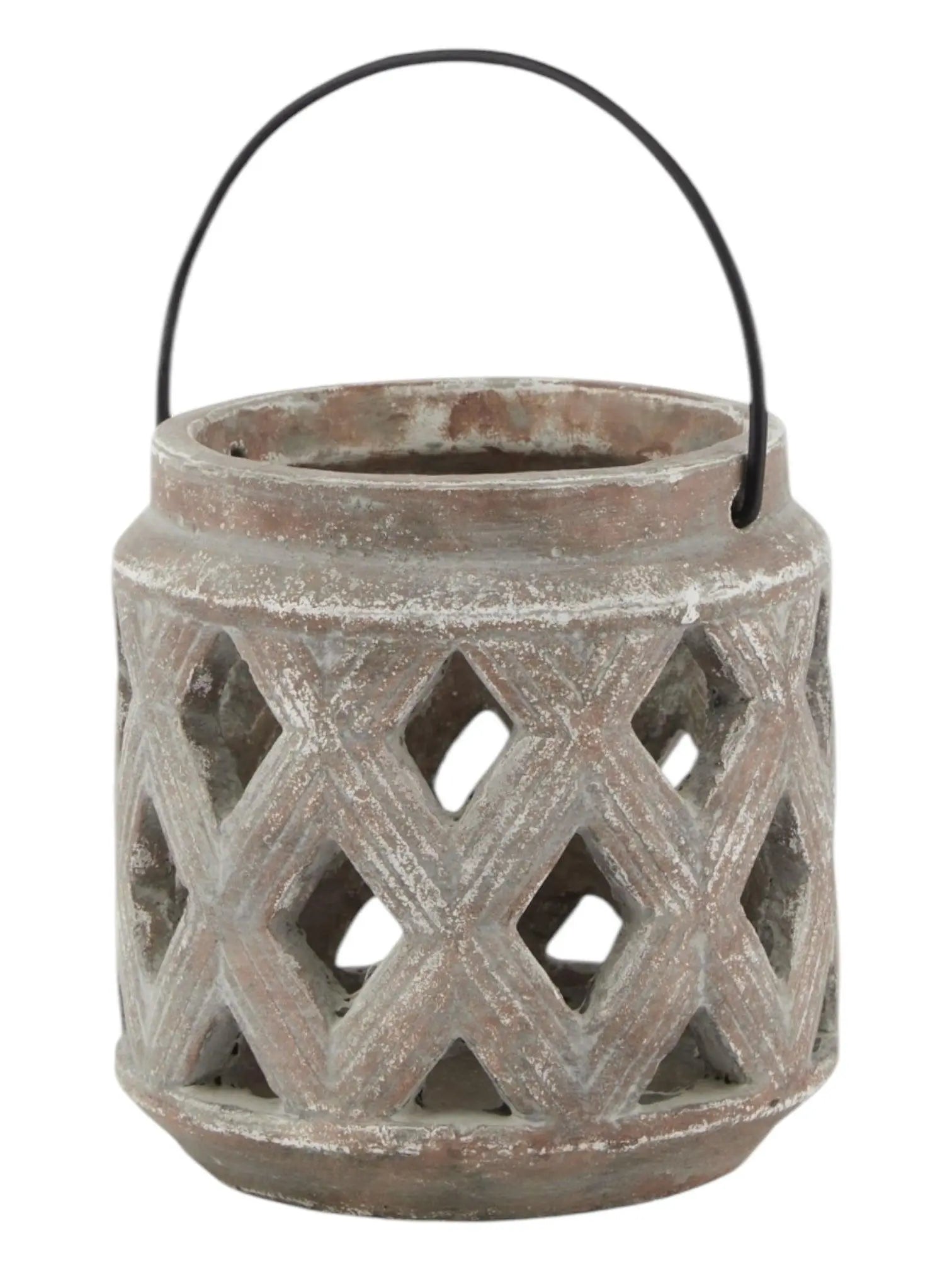 Siena Matt Brown Stone Lattice Hurricane Lantern - Home DecorHome Decor - Lulu Loves Home
