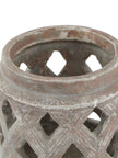 Siena Matt Brown Stone Lattice Hurricane Lantern - Home DecorHome Decor - Lulu Loves Home