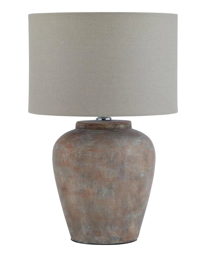 Siena Matt Brown Stone Ribbed Lamp - Medium - LightingLighting - Lulu Loves Home