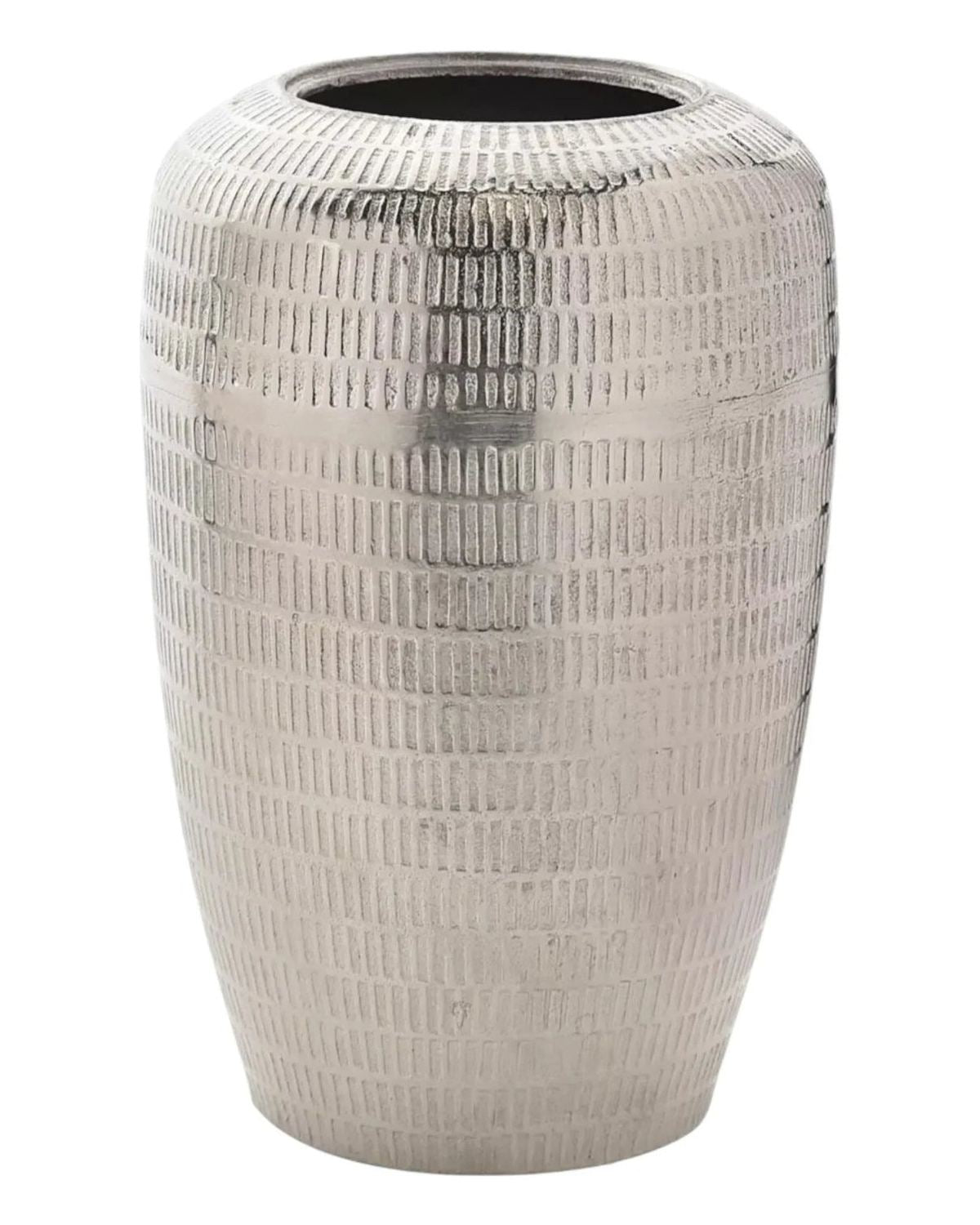 Silver Metal Tall Textured Vase - VasesVases - Lulu Loves Home
