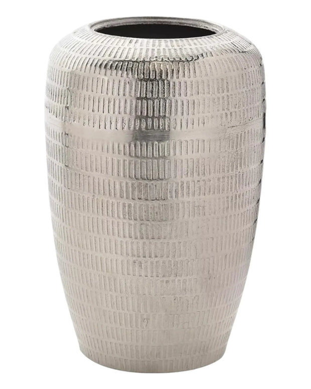 Silver Metal Tall Textured Vase - VasesVases - Lulu Loves Home