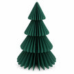 Full green paper Christmas tree with four tiers on a white background.
