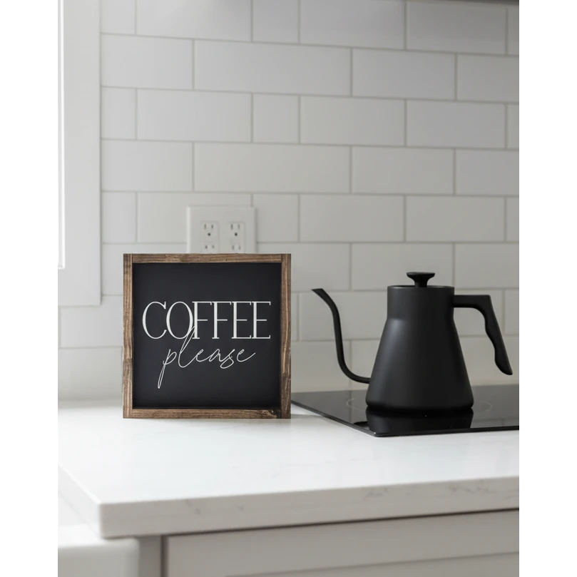 Small black framed sign with 