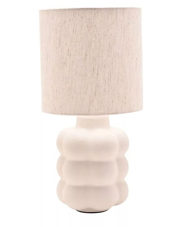 Small Cream Ceramic Bubble Table Lamp With Linen Shade - LightingLighting - Lulu Loves Home