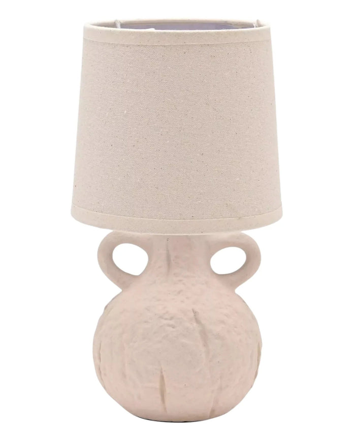 Small Cream Ceramic Handled Table Lamp With Linen Shade - LightingLighting - Lulu Loves Home