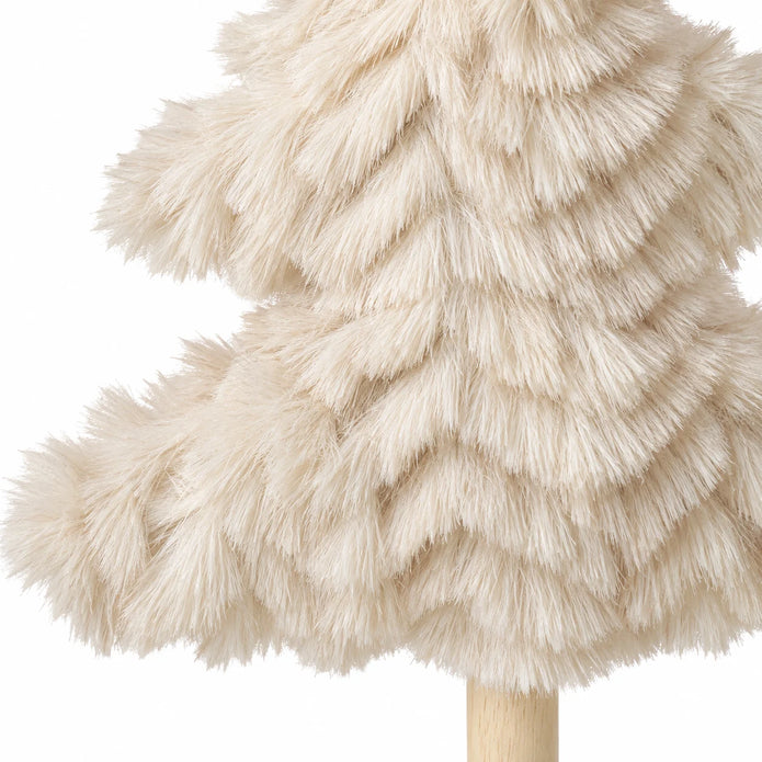 Close-up of original fluffy cream branch texture on Fluffy Tree On Wooden Stand Small.