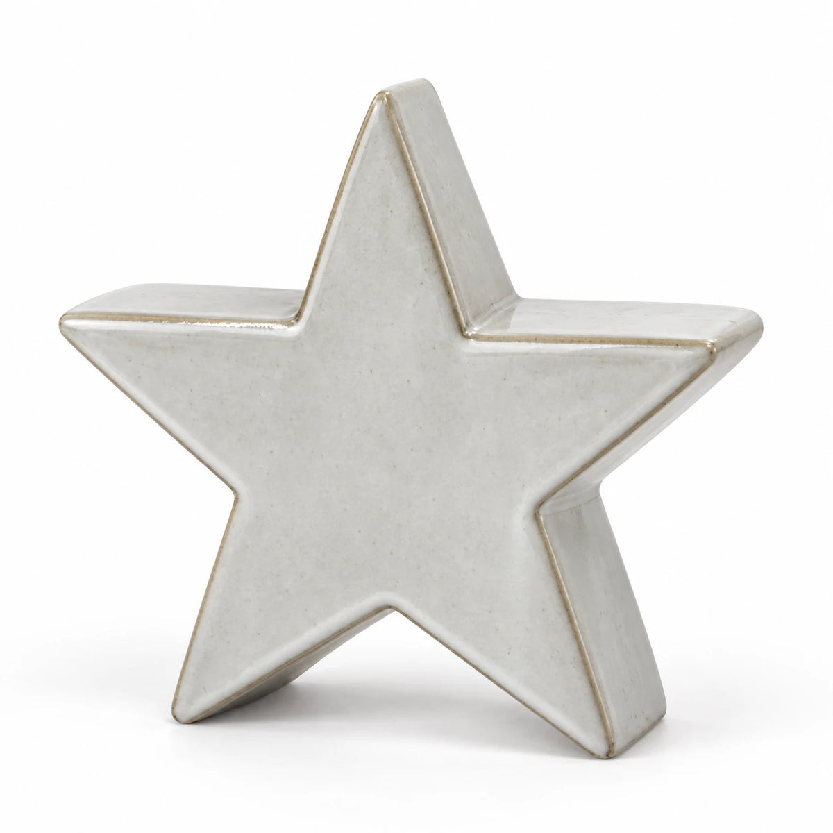 Small glazed ceramic star angled studio view showing its depth